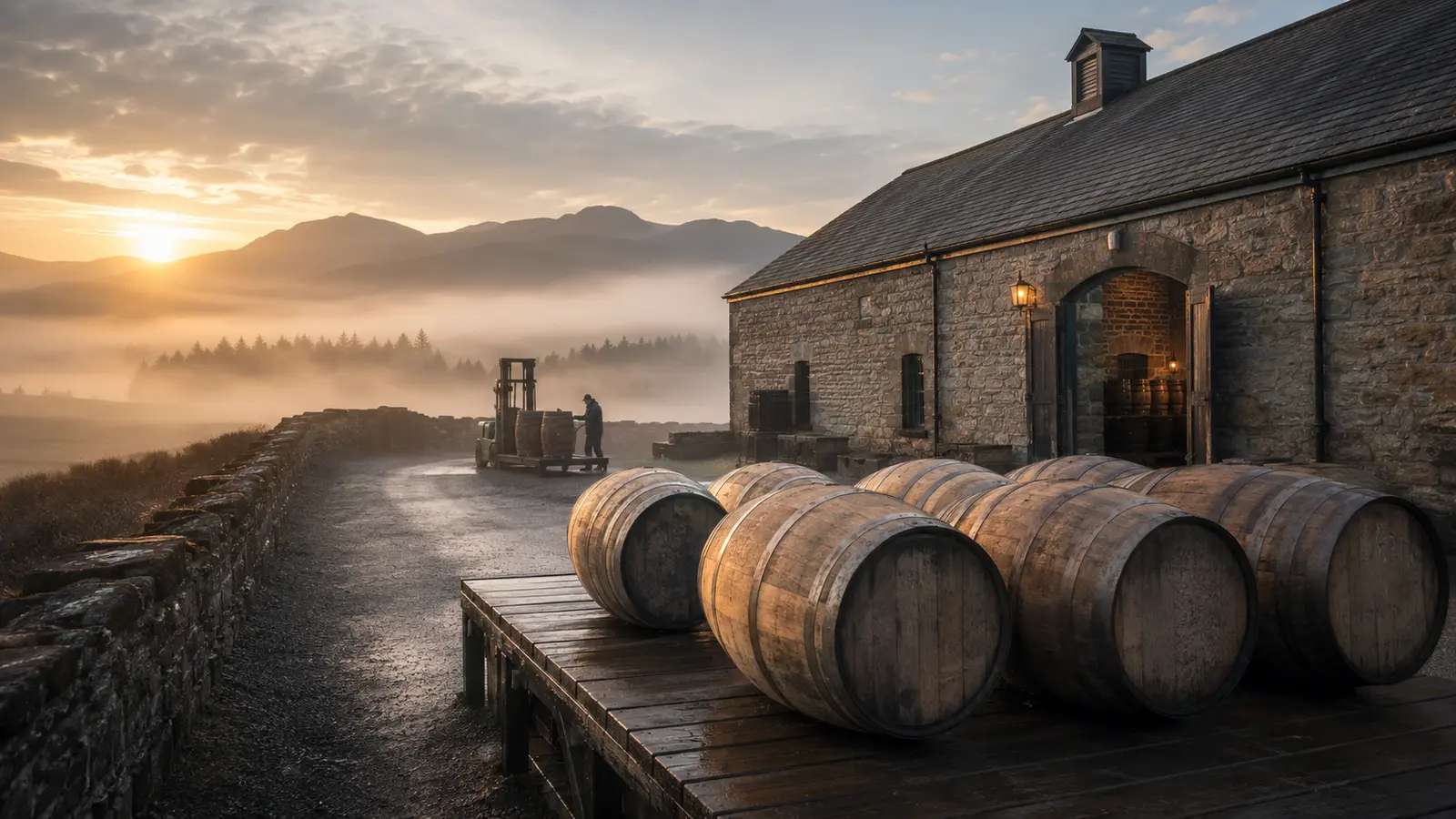 Casks arriving at a bonded warehouse